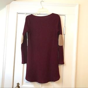 mts Dresses - Medium Dark Red Knit Dress with Suede Patches mts Dresses - Medium Dark Red Knit Dress with Suede Patches